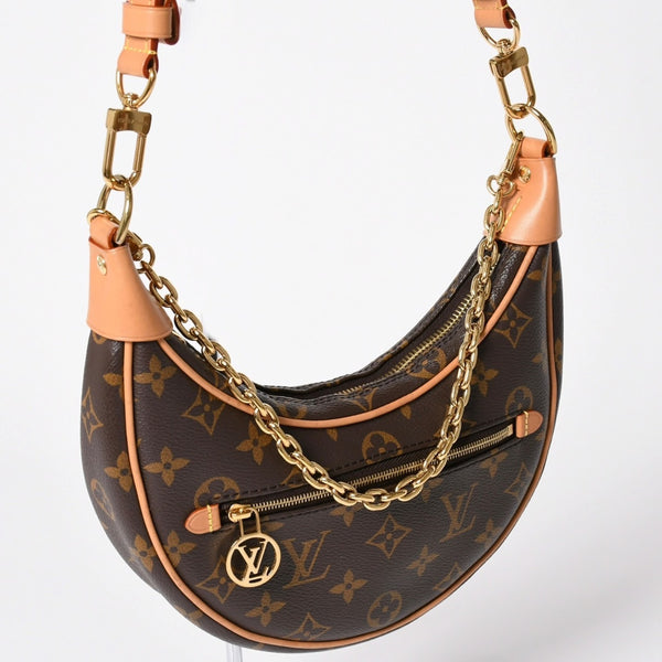 極美品 LOUIS VUITTON ルイヴィトン モノグラム キャンバス M81098 ループバッグ 三日月型 ゴールド金具 中古 4a003441