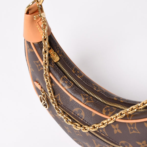 極美品 LOUIS VUITTON ルイヴィトン モノグラム キャンバス M81098 ループバッグ 三日月型 ゴールド金具 中古 4a003441