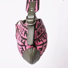 画像をギャラリービューアに読み込む, 極美品 FENDI フェンディ ワンショルダーバッグ 8BR499 ズッカ柄 ニット レザー ピンク カーキ シルバー金具 中古 4a003367