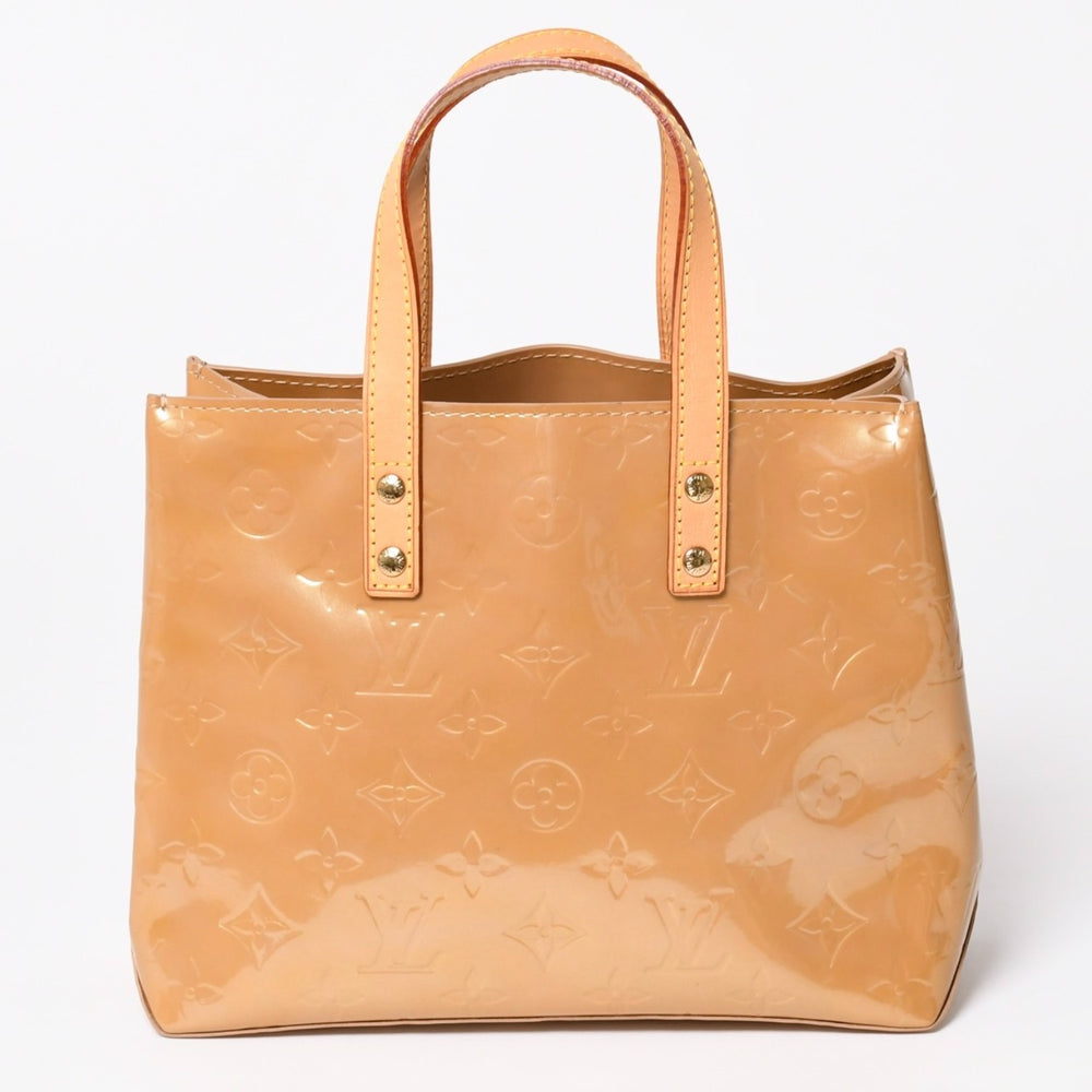 Very good condition LOUIS VUITTON Tote Bag Gold hardware Vernis M91334 Beige Used 4a003546