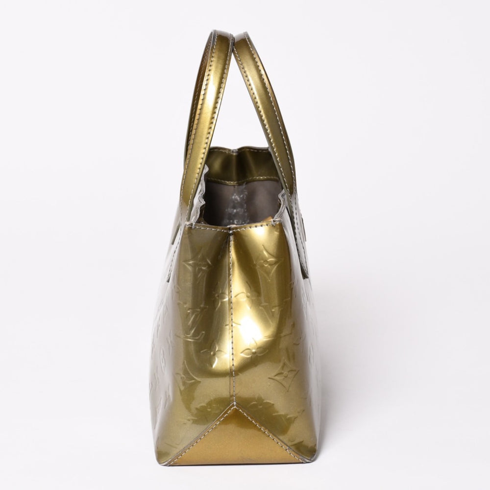 LOUIS VUITTON ルイヴィトン ウィルシャーPM ハンドバッグ M91627 ブラウン エナメル モノグラムヴェルニ 美品 中古 4a003542