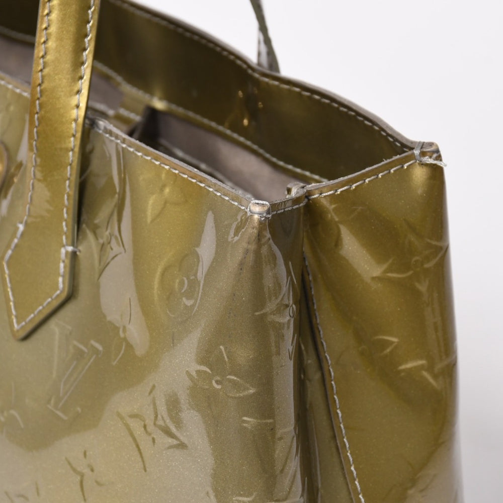 LOUIS VUITTON ルイヴィトン ウィルシャーPM ハンドバッグ M91627 ブラウン エナメル モノグラムヴェルニ 美品 中古 4a003542