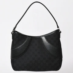 極美品 GUCCI グッチ GGキャンバス ショルダーバッグ ワンショルダーバッグ 肩掛け レザー ブラック 113012 中古 4a002014