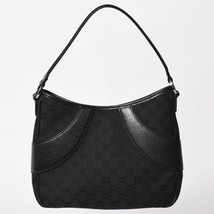 極美品 GUCCI グッチ GGキャンバス ショルダーバッグ ワンショルダーバッグ 肩掛け レザー ブラック 113012 中古 4a002014