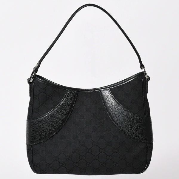 極美品 GUCCI グッチ GGキャンバス ショルダーバッグ ワンショルダーバッグ 肩掛け レザー ブラック 113012 中古 4a002014