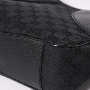 極美品 GUCCI グッチ GGキャンバス ショルダーバッグ ワンショルダーバッグ 肩掛け レザー ブラック 113012 中古 4a002014