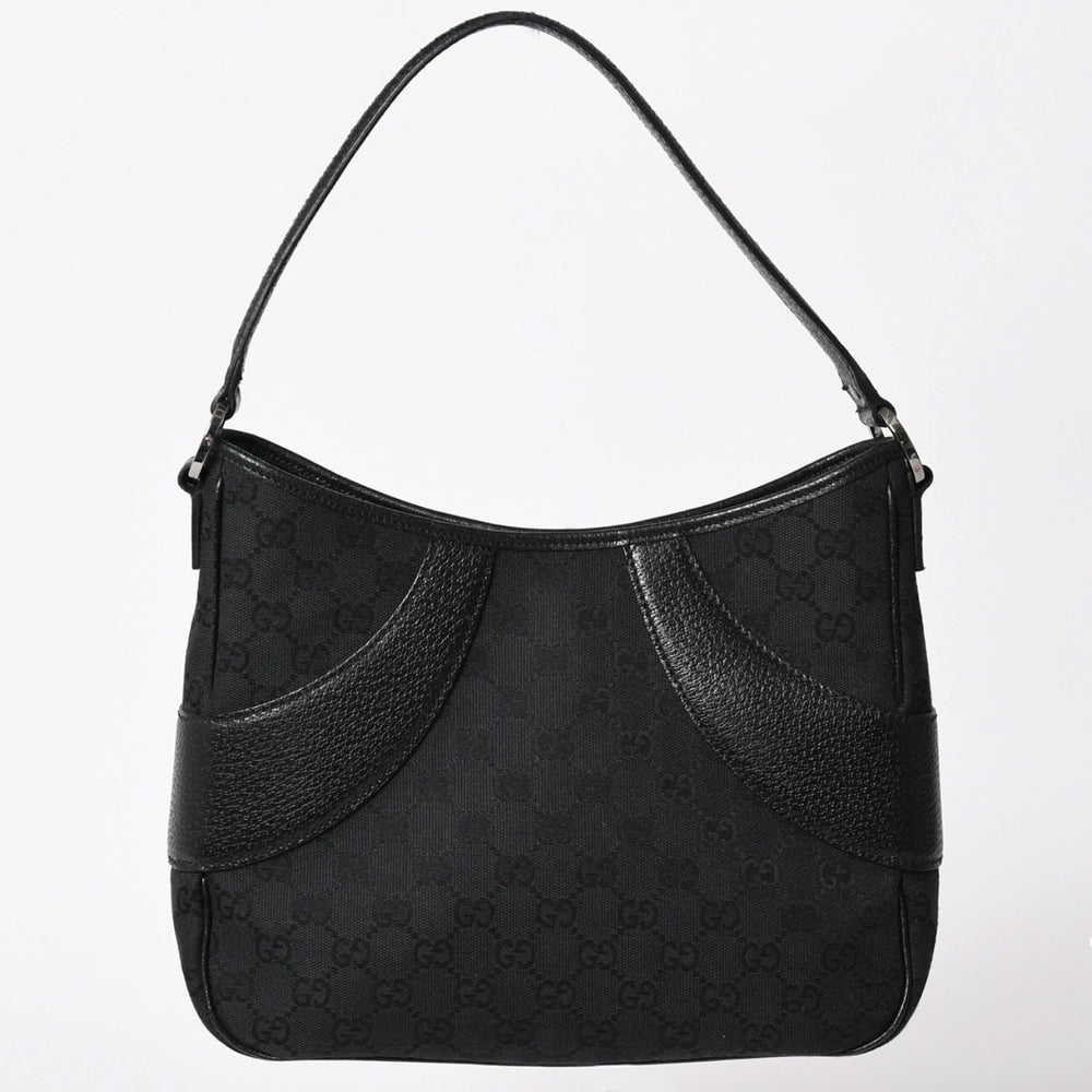 極美品 GUCCI グッチ GGキャンバス ショルダーバッグ ワンショルダーバッグ 肩掛け レザー ブラック 113012 中古 4a002014