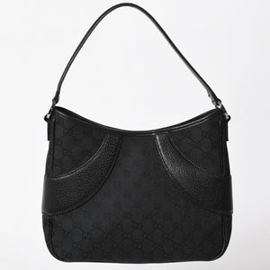 極美品 GUCCI グッチ GGキャンバス ショルダーバッグ ワンショルダーバッグ 肩掛け レザー ブラック 113012 中古 4a002014