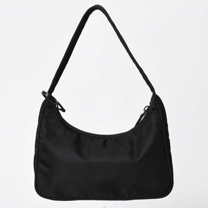 極美品 PRADA プラダ ホーボー ワンショルダーバッグ MV519 ナイロン ブラック トライアングルロゴ シルバー金具 中古 4a003553
