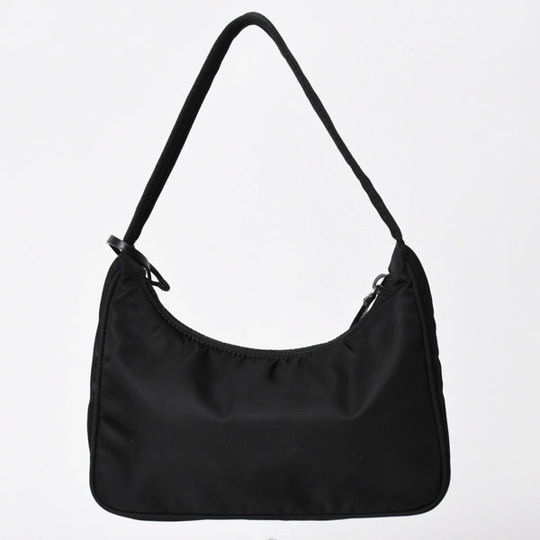極美品 PRADA プラダ ホーボー ワンショルダーバッグ MV519 ナイロン ブラック トライアングルロゴ シルバー金具 中古 4a003553