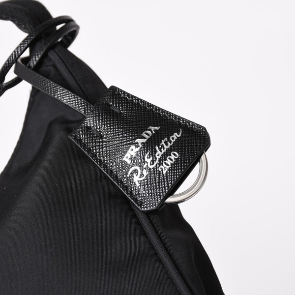 極美品 PRADA プラダ ホーボー ワンショルダーバッグ MV519 ナイロン ブラック トライアングルロゴ シルバー金具 中古 4a003553