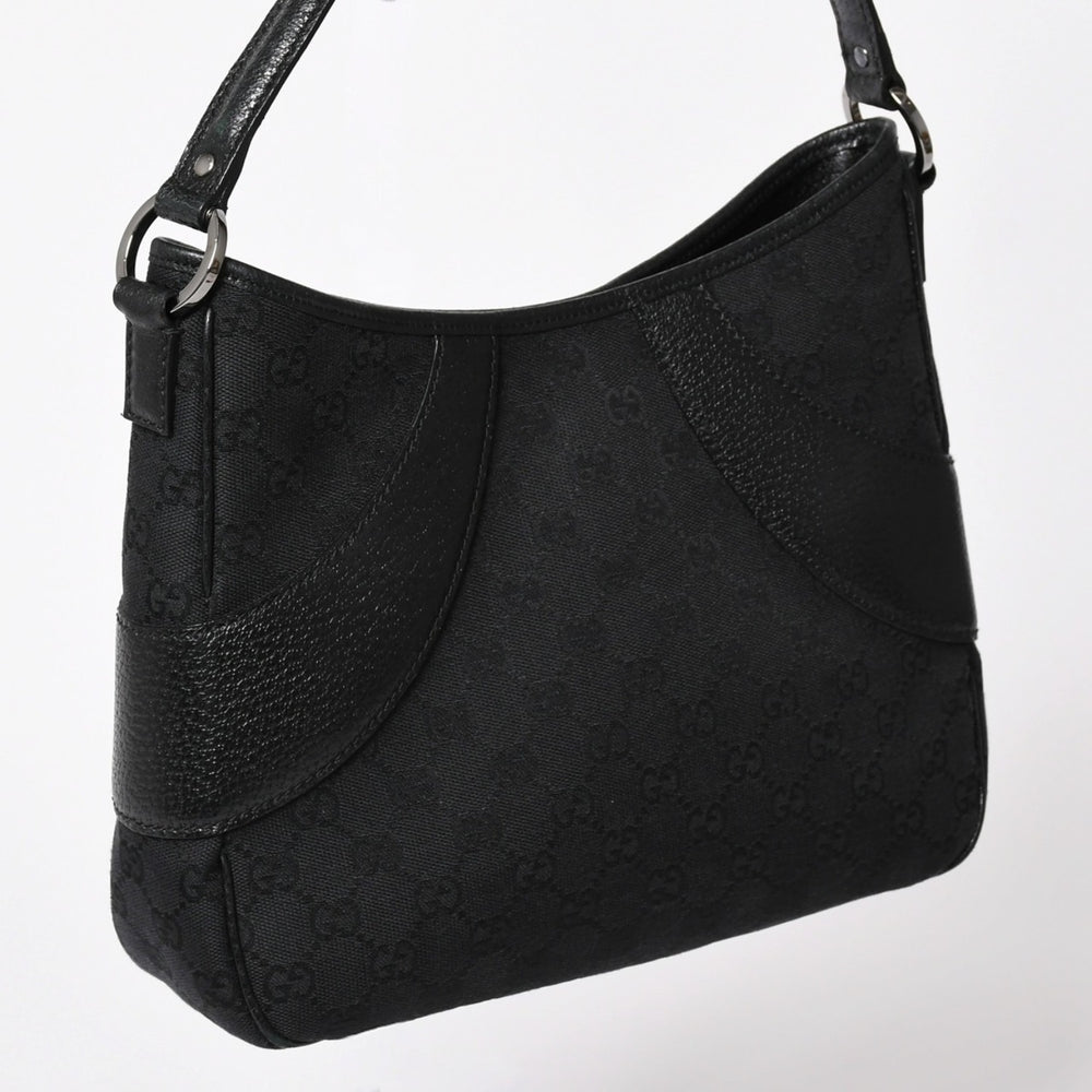 極美品 GUCCI グッチ GGキャンバス ショルダーバッグ ワンショルダーバッグ 肩掛け レザー ブラック 113012 中古 4a002014