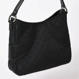 極美品 GUCCI グッチ GGキャンバス ショルダーバッグ ワンショルダーバッグ 肩掛け レザー ブラック 113012 中古 4a002014