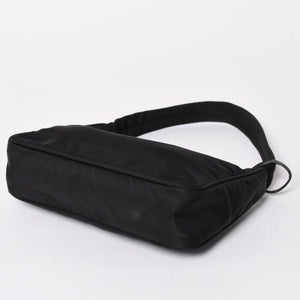 極美品 PRADA プラダ ホーボー ワンショルダーバッグ MV519 ナイロン ブラック トライアングルロゴ シルバー金具 中古 4a003553