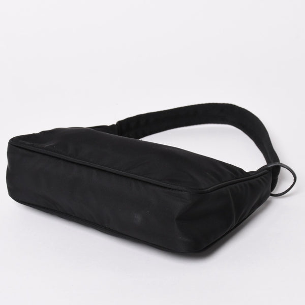 極美品 PRADA プラダ ホーボー ワンショルダーバッグ MV519 ナイロン ブラック トライアングルロゴ シルバー金具 中古 4a003553