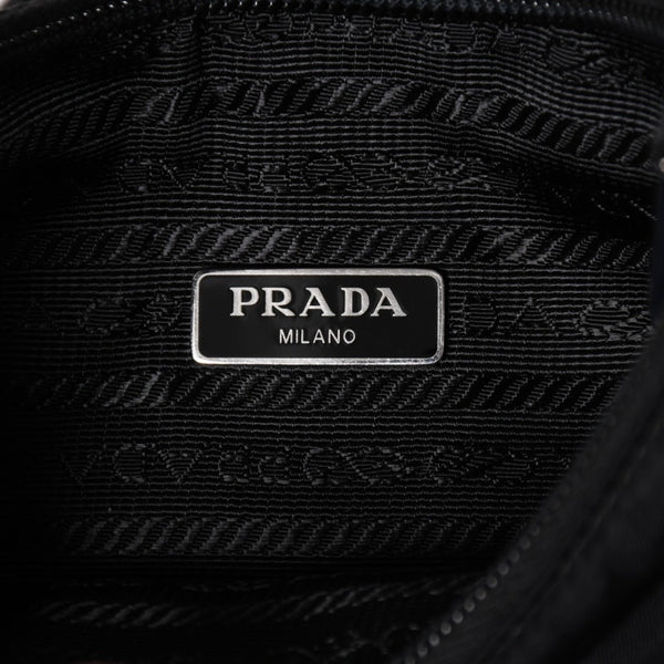 極美品 PRADA プラダ ホーボー ワンショルダーバッグ MV519 ナイロン ブラック トライアングルロゴ シルバー金具 中古 4a003553