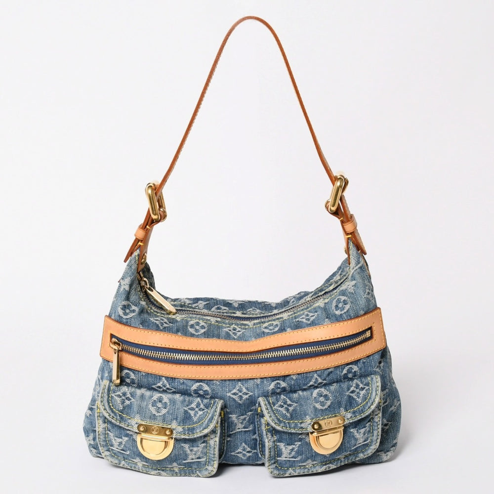 Very good condition LOUIS VUITTON Monogram Denim Baggy PM Shoulder Bag One Shoulder M95049 Indigo Blue Used 4a003469