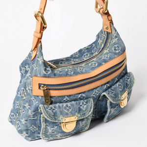 極美品 LOUIS VUITTON ルイヴィトン モノグラムデニム バギーPM ショルダーバッグ ワンショルダー M95049 インディゴブルー 中古 4a003469