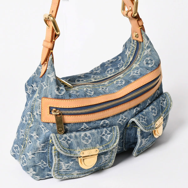 極美品 LOUIS VUITTON ルイヴィトン モノグラムデニム バギーPM ショルダーバッグ ワンショルダー M95049 インディゴブルー 中古 4a003469
