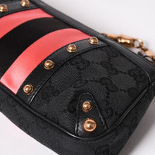 Load image into Gallery viewer, GUCCI グッチ シェリーライン チェーンワンショルダーバッグ 129423 GGキャンバス ブラック ゴールド金具 美品 中古 4a003551