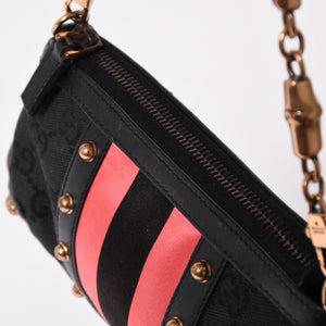 GUCCI Gucci Sherry Line Chain One Shoulder Bag 129423 GG Canvas Black Gold Hardware Good Condition Used 4a003551