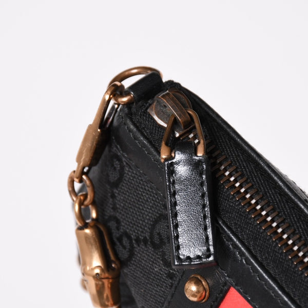 GUCCI Gucci Sherry Line Chain One Shoulder Bag 129423 GG Canvas Black Gold Hardware Good Condition Used 4a003551