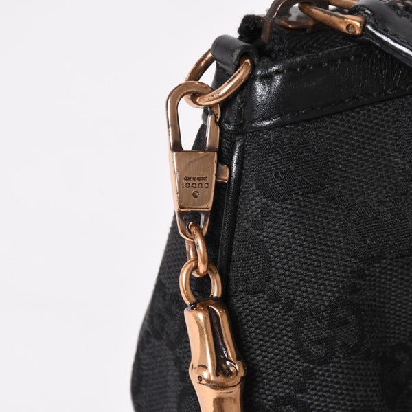 GUCCI Gucci Sherry Line Chain One Shoulder Bag 129423 GG Canvas Black Gold Hardware Good Condition Used 4a003551