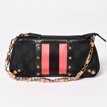 Load image into Gallery viewer, GUCCI グッチ シェリーライン チェーンワンショルダーバッグ 129423 GGキャンバス ブラック ゴールド金具 美品 中古 4a003551