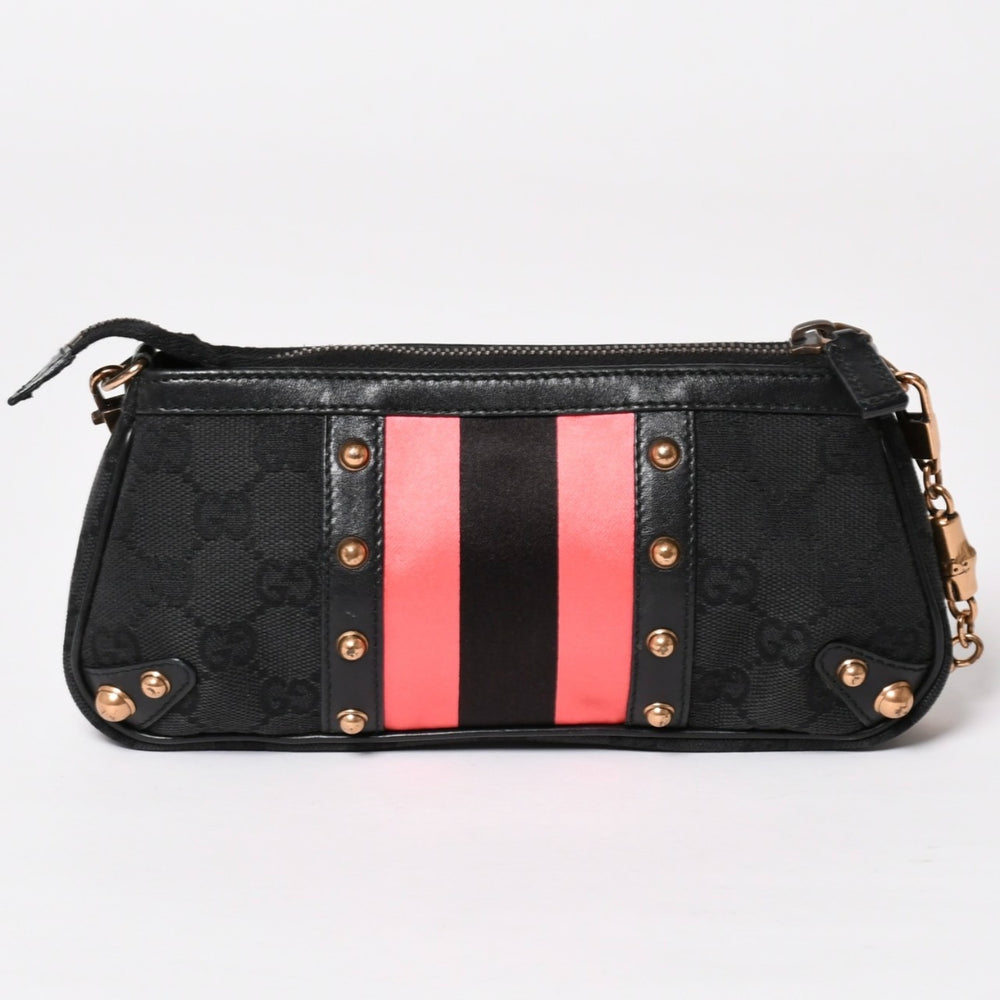 GUCCI Gucci Sherry Line Chain One Shoulder Bag 129423 GG Canvas Black Gold Hardware Good Condition Used 4a003551