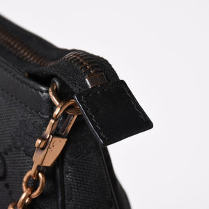 GUCCI Gucci Sherry Line Chain One Shoulder Bag 129423 GG Canvas Black Gold Hardware Good Condition Used 4a003551