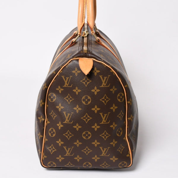 LOUIS VUITTON Monogram Keepall 45 Boston Bag M41428 Monogram Canvas Tanned Leather Brown Gold Hardware Good Used 4a003665