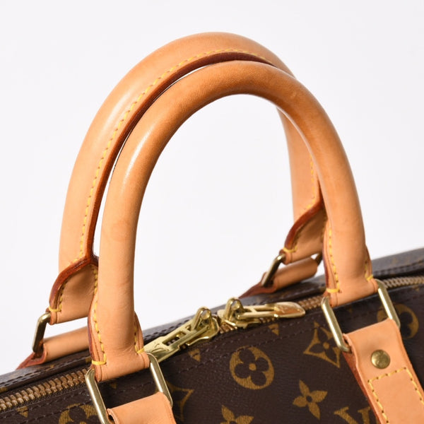 LOUIS VUITTON Monogram Keepall 45 Boston Bag M41428 Monogram Canvas Tanned Leather Brown Gold Hardware Good Used 4a003665