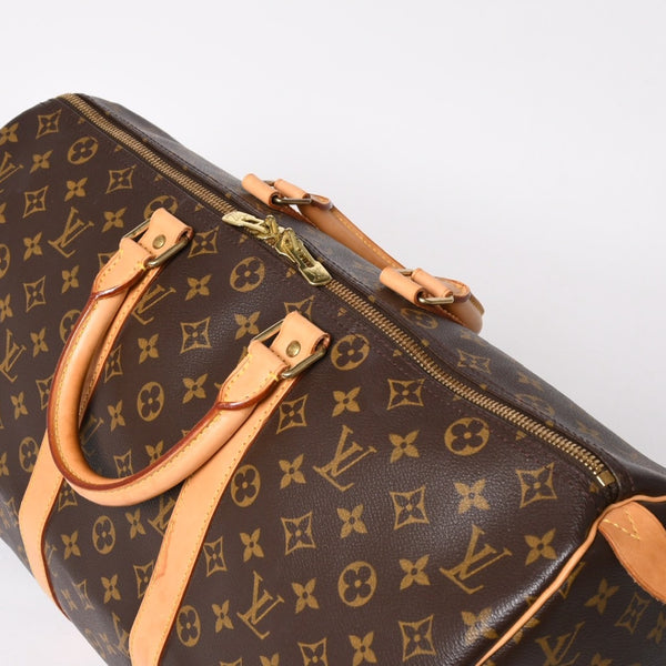 LOUIS VUITTON Monogram Keepall 45 Boston Bag M41428 Monogram Canvas Tanned Leather Brown Gold Hardware Good Used 4a003665