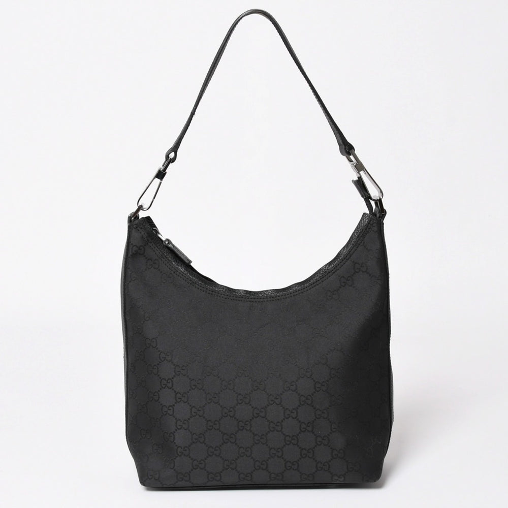 極美品 GUCCI グッチ ワンショルダーホーボーバッグ GGキャンバス ショルダーバッグ ブラック 三日月型 28335 中古 4a003461
