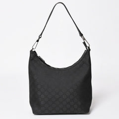 極美品 GUCCI グッチ ワンショルダーホーボーバッグ GGキャンバス ショルダーバッグ ブラック 三日月型 28335 中古 4a003461