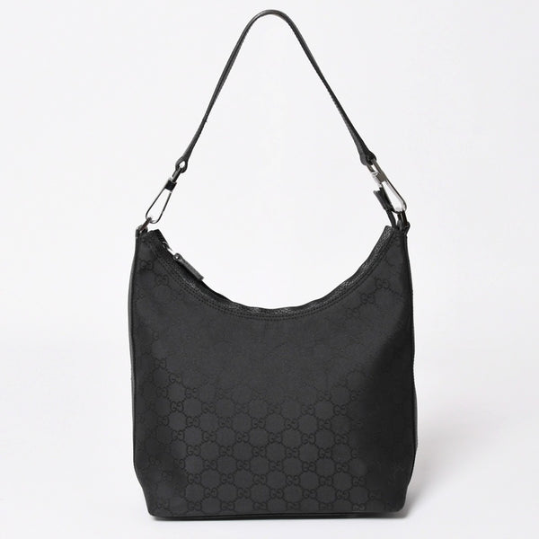 極美品 GUCCI グッチ ワンショルダーホーボーバッグ GGキャンバス ショルダーバッグ ブラック 三日月型 28335 中古 4a003461