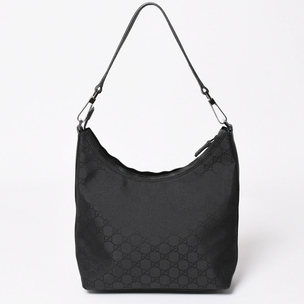 極美品 GUCCI グッチ ワンショルダーホーボーバッグ GGキャンバス ショルダーバッグ ブラック 三日月型 28335 中古 4a003461
