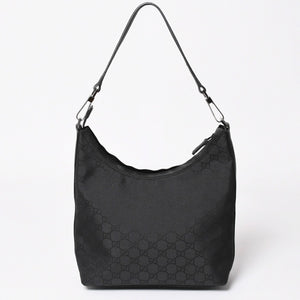 極美品 GUCCI グッチ ワンショルダーホーボーバッグ GGキャンバス ショルダーバッグ ブラック 三日月型 28335 中古 4a003461