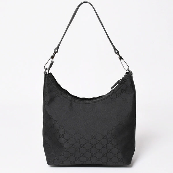 極美品 GUCCI グッチ ワンショルダーホーボーバッグ GGキャンバス ショルダーバッグ ブラック 三日月型 28335 中古 4a003461