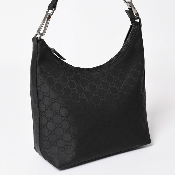 極美品 GUCCI グッチ ワンショルダーホーボーバッグ GGキャンバス ショルダーバッグ ブラック 三日月型 28335 中古 4a003461
