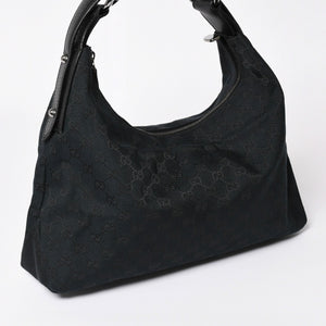 Very Good Condition GUCCI Gucci Horsebit GG Canvas Handbag Shoulder Bag Black Silver Hardware 190525 Used 4a003555