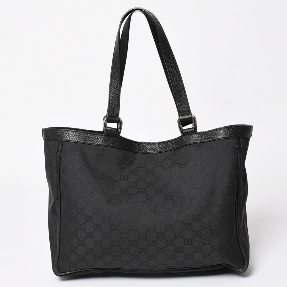 極美品 GUCCI グッチ アビー GGナイロンキャンバスポケットトートバッグ 268639 ハンドバッグ GGキャンバス ブラック シルバー金具 中古 4a003457
