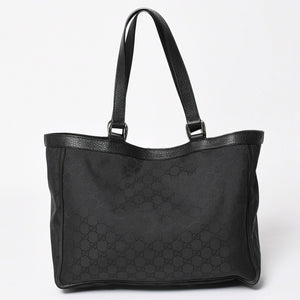 極美品 GUCCI グッチ アビー GGナイロンキャンバスポケットトートバッグ 268639 ハンドバッグ GGキャンバス ブラック シルバー金具 中古 4a003457