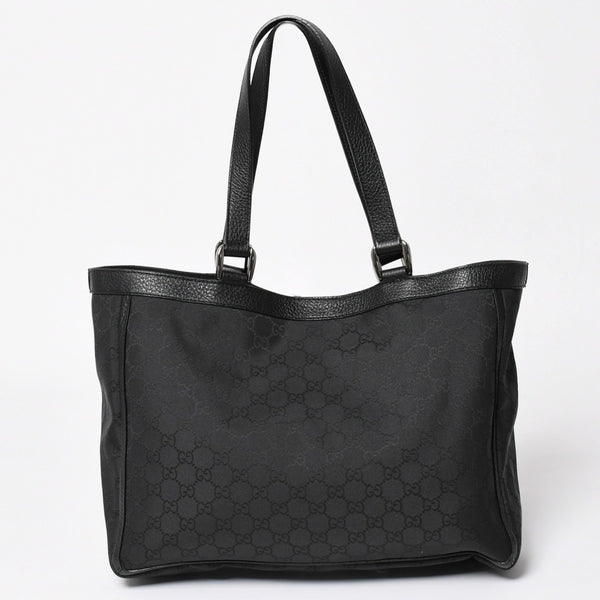 極美品 GUCCI グッチ アビー GGナイロンキャンバスポケットトートバッグ 268639 ハンドバッグ GGキャンバス ブラック シルバー金具 中古 4a003457