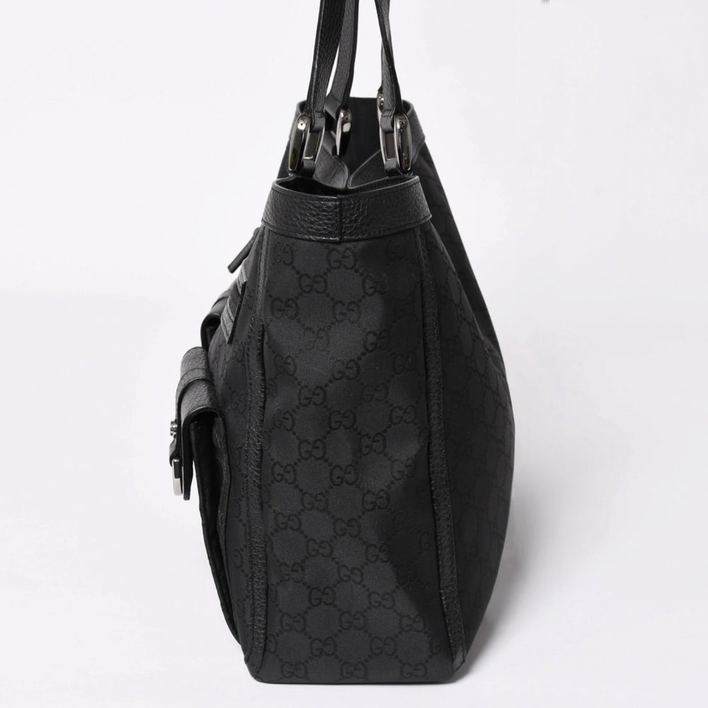 Very good condition GUCCI Abbey GG nylon canvas pocket tote bag 268639 Handbag GG canvas Black Silver hardware Used 4a003457