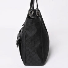 Load image into Gallery viewer, 極美品 GUCCI グッチ アビー GGナイロンキャンバスポケットトートバッグ 268639 ハンドバッグ GGキャンバス ブラック シルバー金具 中古 4a003457