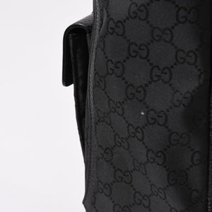 極美品 GUCCI グッチ アビー GGナイロンキャンバスポケットトートバッグ 268639 ハンドバッグ GGキャンバス ブラック シルバー金具 中古 4a003457