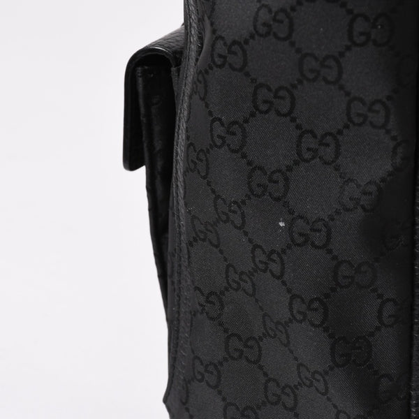 極美品 GUCCI グッチ アビー GGナイロンキャンバスポケットトートバッグ 268639 ハンドバッグ GGキャンバス ブラック シルバー金具 中古 4a003457