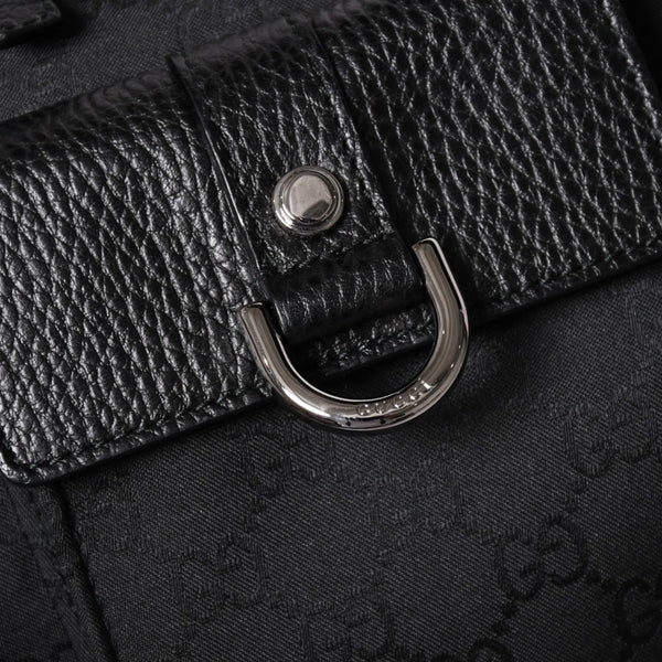 極美品 GUCCI グッチ アビー GGナイロンキャンバスポケットトートバッグ 268639 ハンドバッグ GGキャンバス ブラック シルバー金具 中古 4a003457
