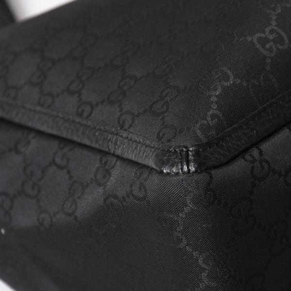 極美品 GUCCI グッチ アビー GGナイロンキャンバスポケットトートバッグ 268639 ハンドバッグ GGキャンバス ブラック シルバー金具 中古 4a003457